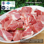 Australia BEEF TRIMMINGS 85CL daging sapi tetelan frozen GBP portioned 1.5" 4cm +/- 1kg (price/kg)